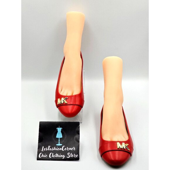 NWOB Michael Kors Women's Crimson  Jilly Gold MK Accent Ballet Flats Size 9 2303 - Picture 2 of 16